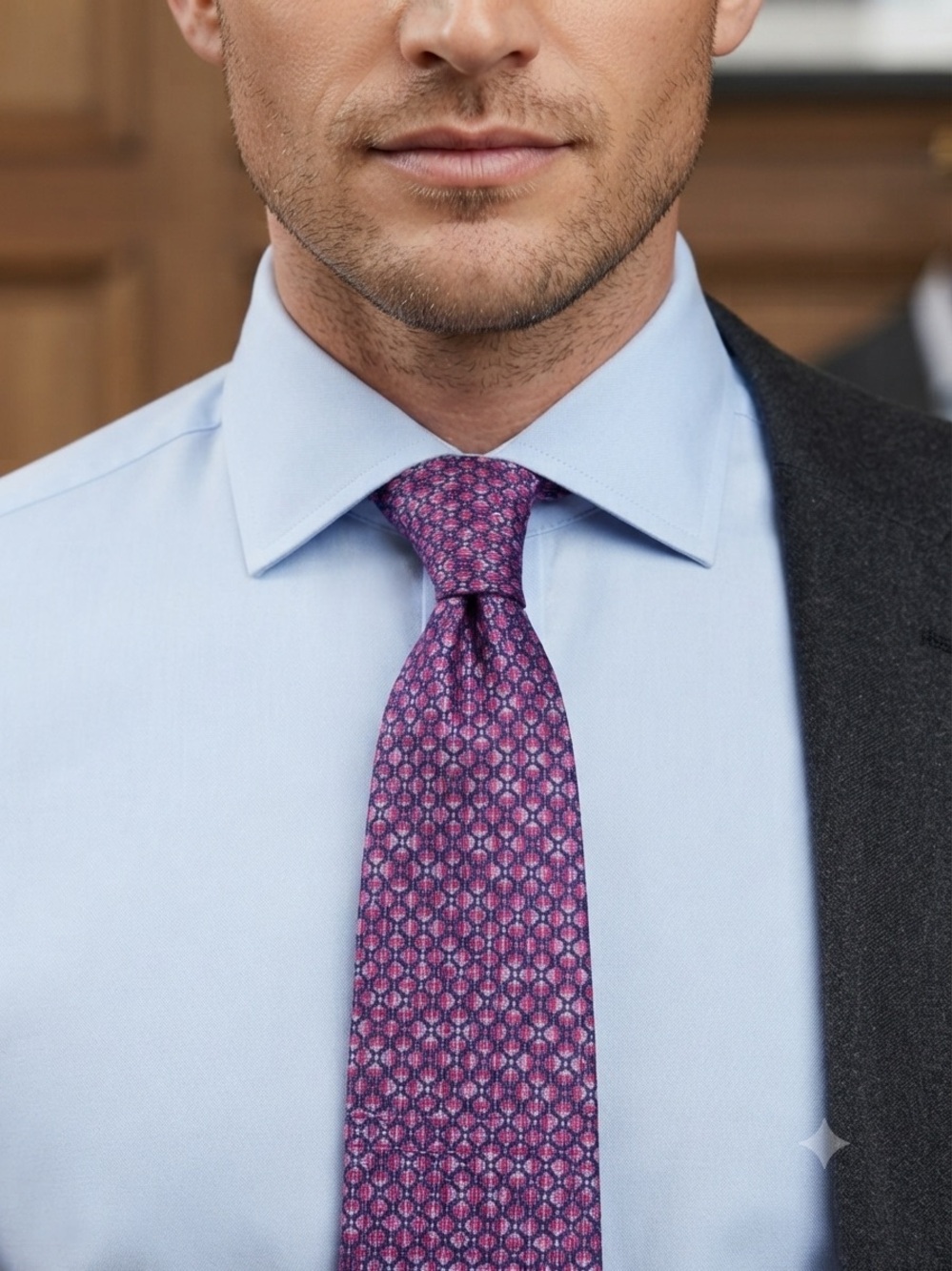Geoff Nicholson Italian Silk Tie Purple Pink Geometric Mens Designer Neckwear